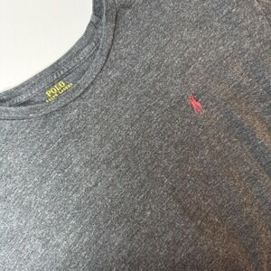 Polo Ralph Lauren Shirt Mens Large Charcoal Heather Long‎ Sleeve Burgundy Pony